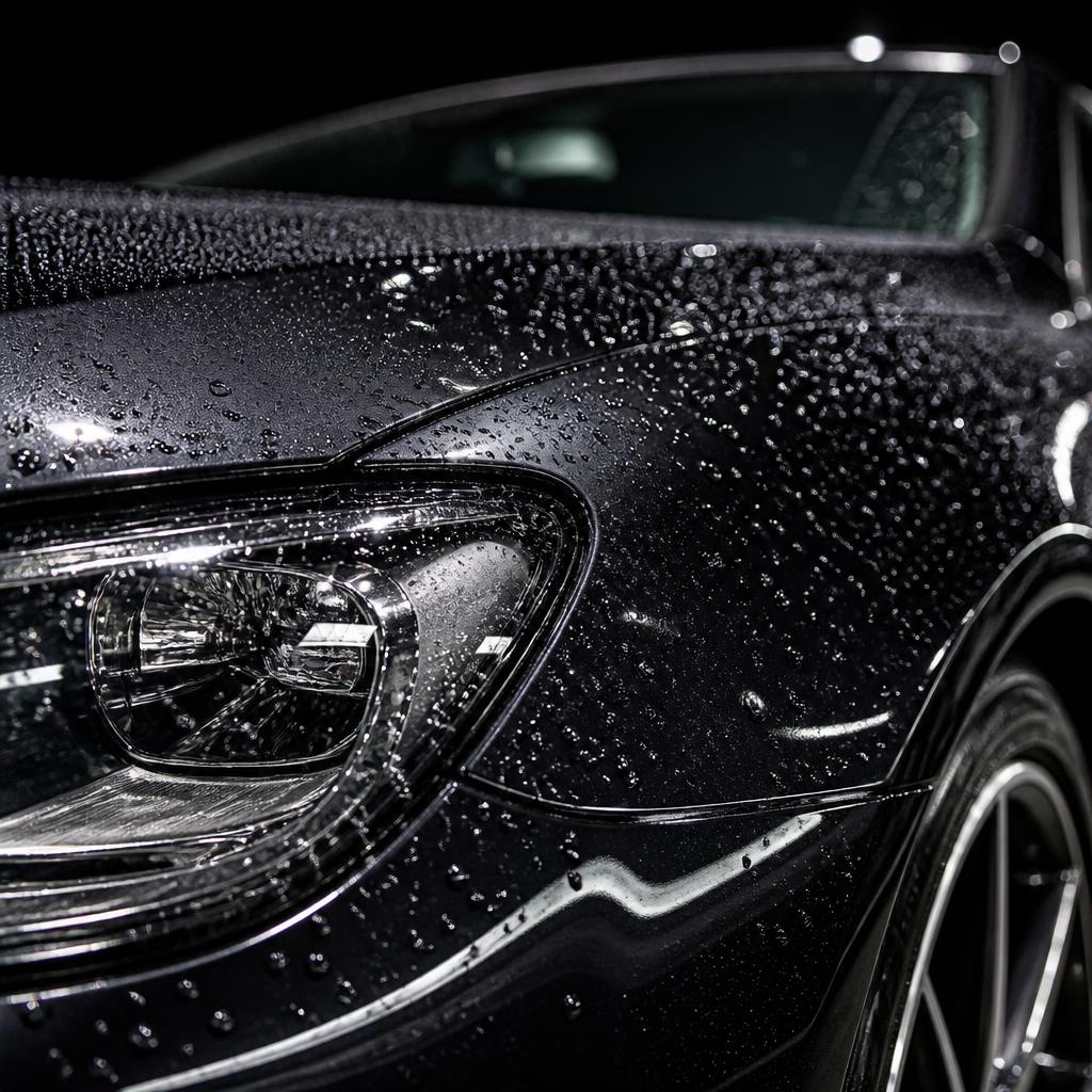 Ceramic wax on glossy car exterior